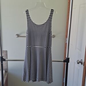 American Eagle Outfitters Navy and White Striped Scoop Dress